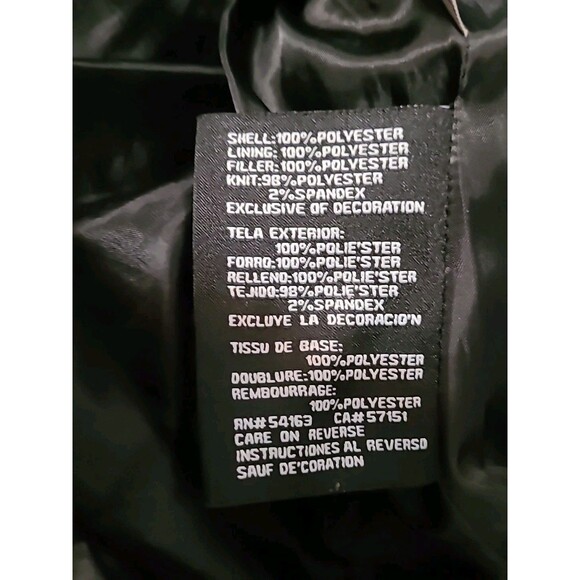 Guess Jacket Womens Medium Black Puffer Quilted Stand Collar Full Zip Pockets - Picture 9 of 11